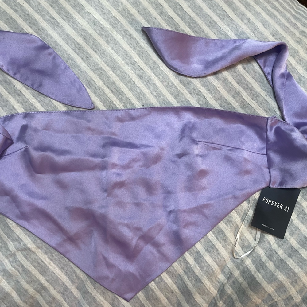 Forever 21 Lavender Satin Bandana Strapless Crop Top
